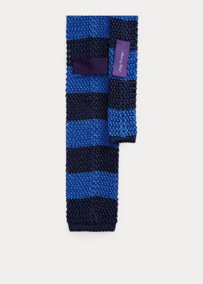 Corbatas Ralph Lauren Hombre Azul Marino / Azul Rey Azules - Striped Knit Silk - TPMCW5941